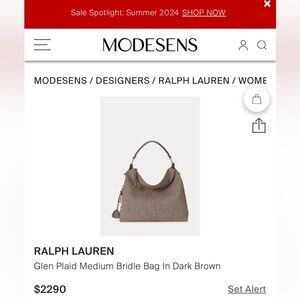 Ralph Lauren brown plaid Birdle bag medium